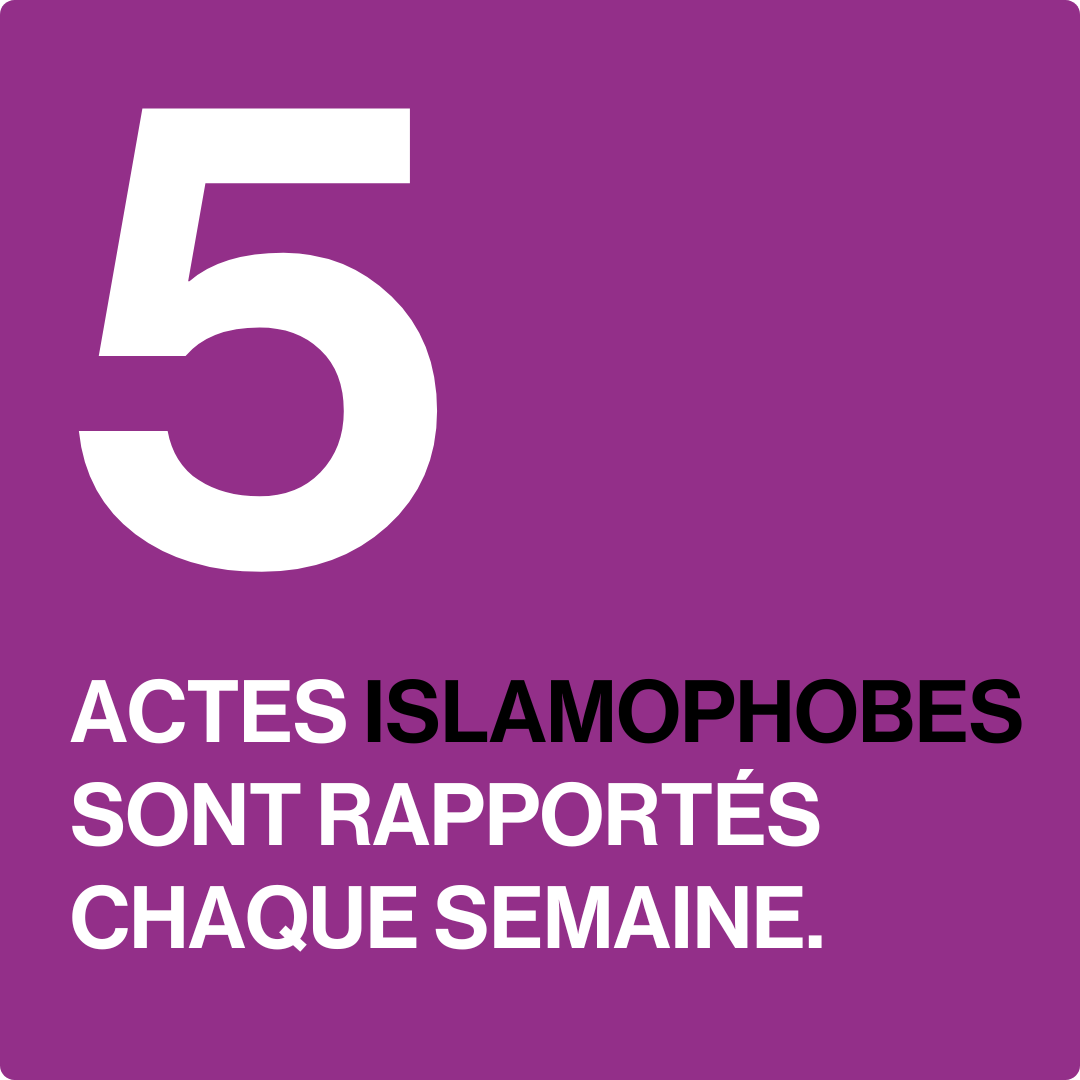5 actes islamophobes sont rapportés chaque semaine. (2)